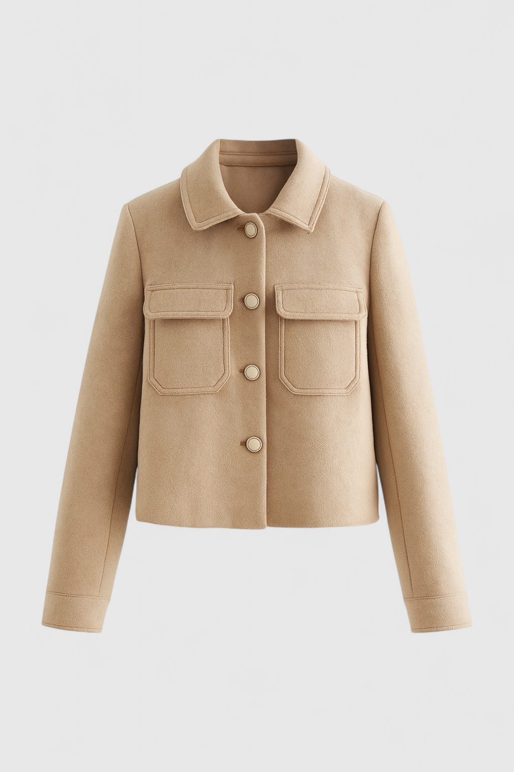 Victoria | Chic Khaki Women's Windbreaker Jacket with Lapel Collar - Lumina