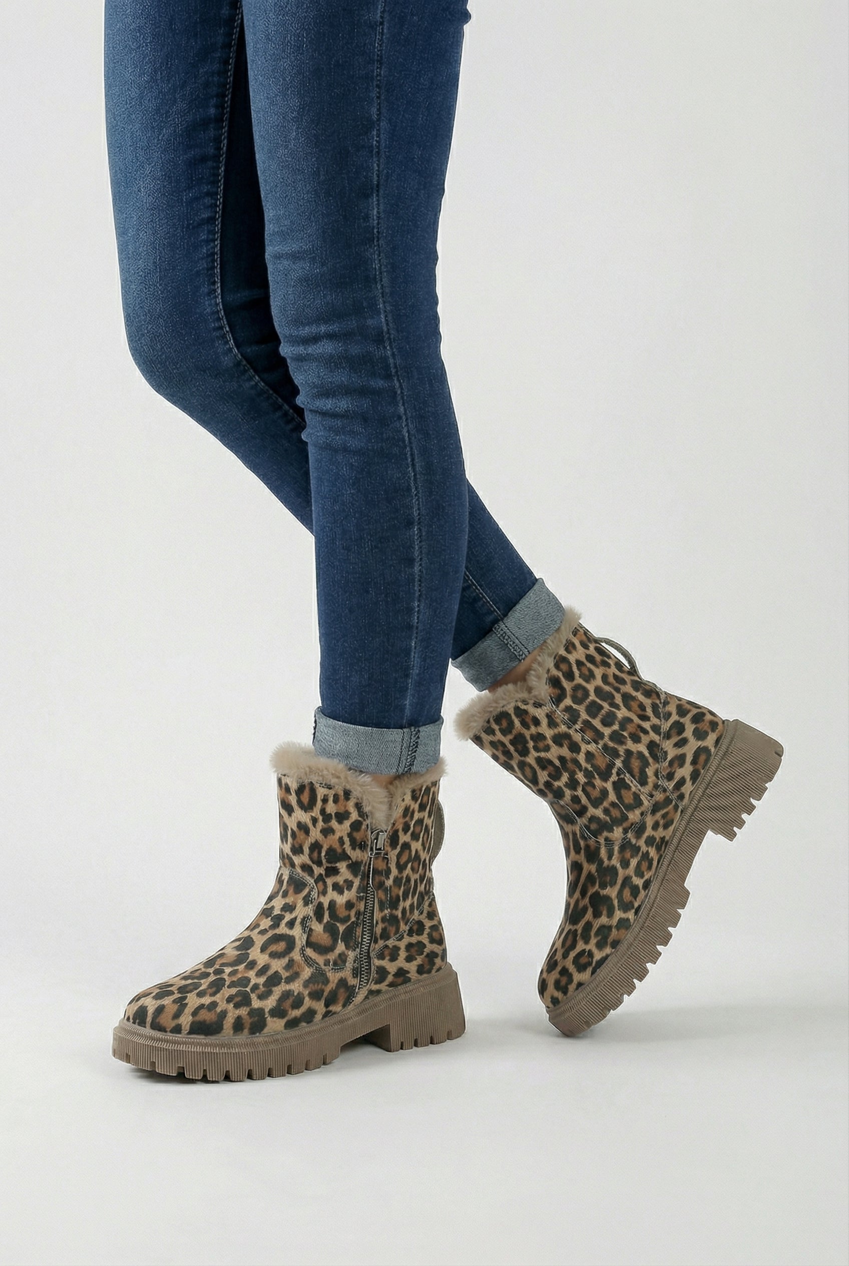 Victoria | Chic Leopard Ankle Boots with Cozy Lining - Lumina