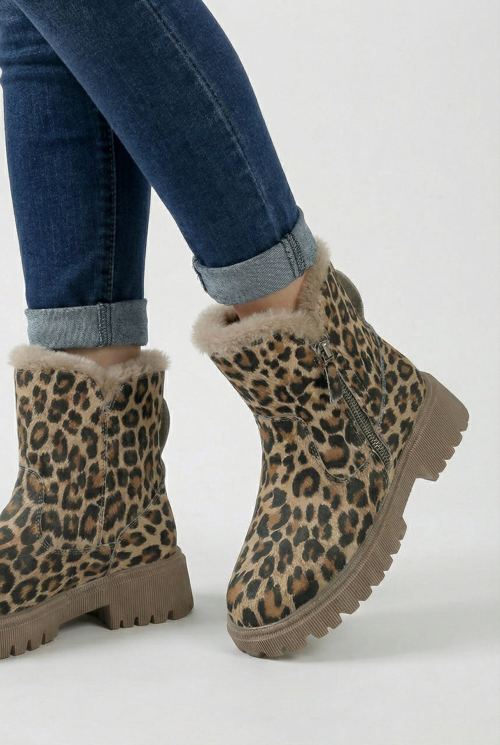 Victoria | Chic Leopard Ankle Boots with Cozy Lining - Lumina