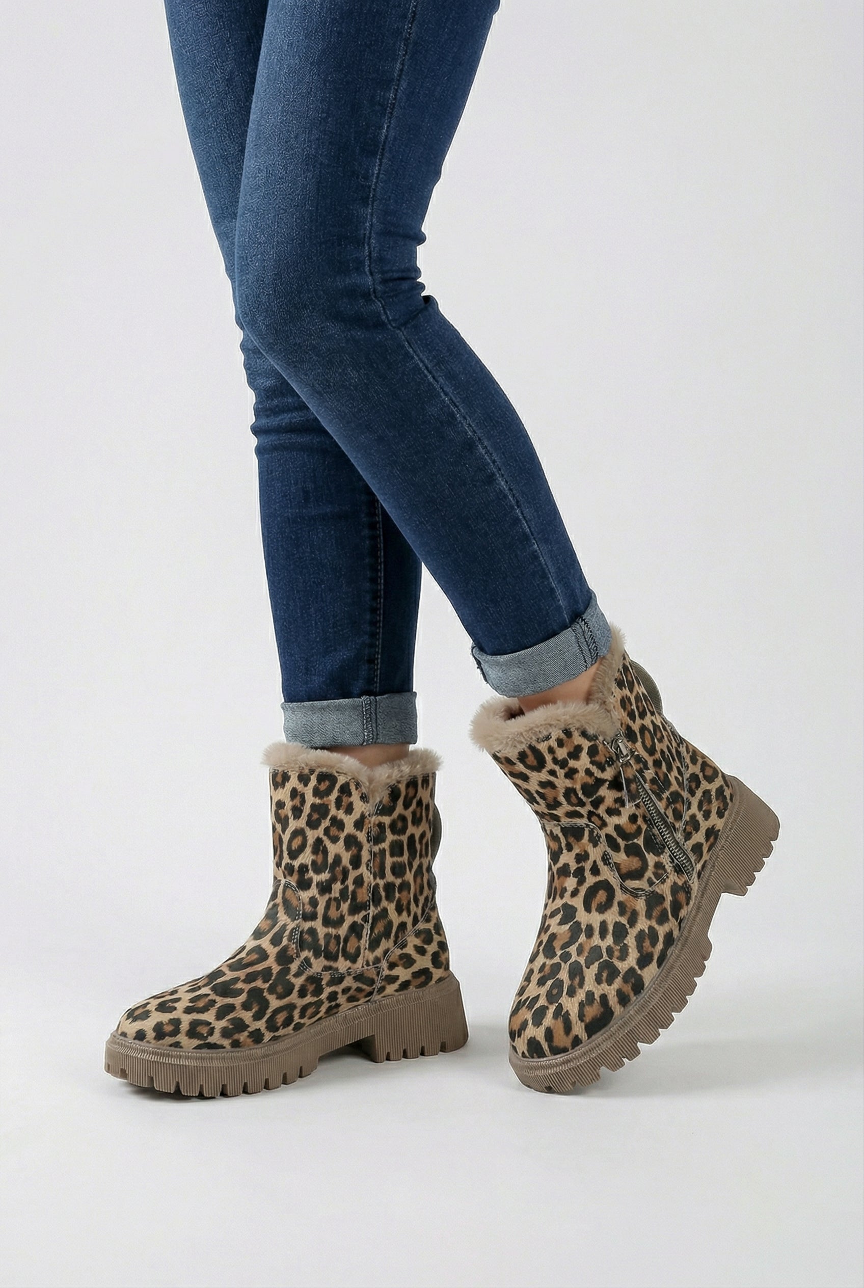 Victoria | Chic Leopard Ankle Boots with Cozy Lining - Lumina
