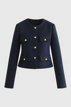 Victoria | Chic Navy Short Jacket with Modern Silhouette - Lumina