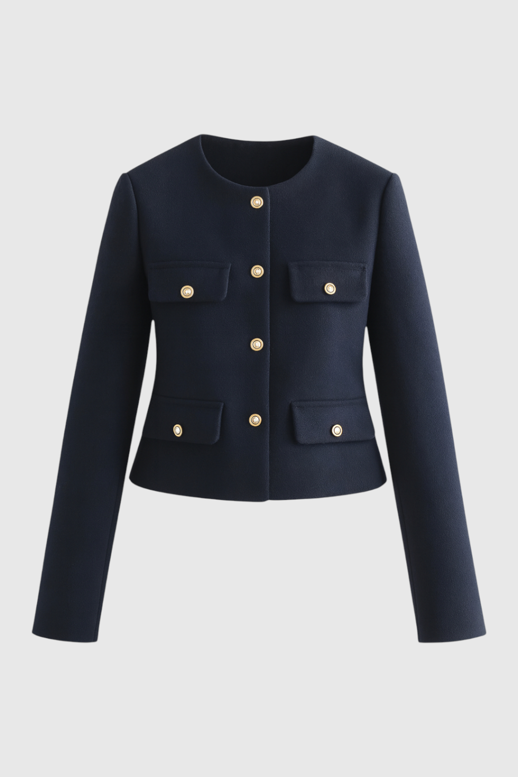 Victoria | Chic Navy Short Jacket with Modern Silhouette - Lumina