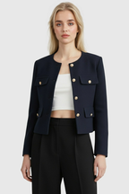 Victoria | Chic Navy Short Jacket with Modern Silhouette - Lumina