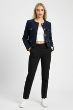 Victoria | Chic Navy Short Jacket with Modern Silhouette - Lumina