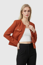 Victoria | Chic Orange-Red Short Jacket with Versatile Style - Lumina