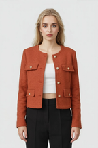 Victoria | Chic Orange-Red Short Jacket with Versatile Style - Lumina