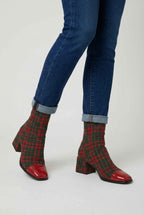 Victoria | Chic Red and Green Mid Calf Boots with Durable Sole - Lumina