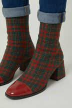 Victoria | Chic Red and Green Mid Calf Boots with Durable Sole - Lumina