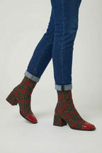 Victoria | Chic Red and Green Mid Calf Boots with Durable Sole - Lumina