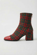 Victoria | Chic Red and Green Mid Calf Boots with Durable Sole - Lumina
