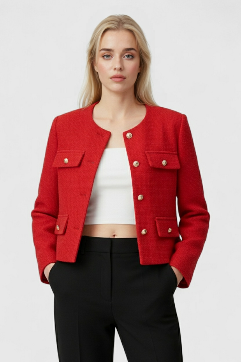 Victoria | Chic Red Short Jacket with Versatile Style - Lumina