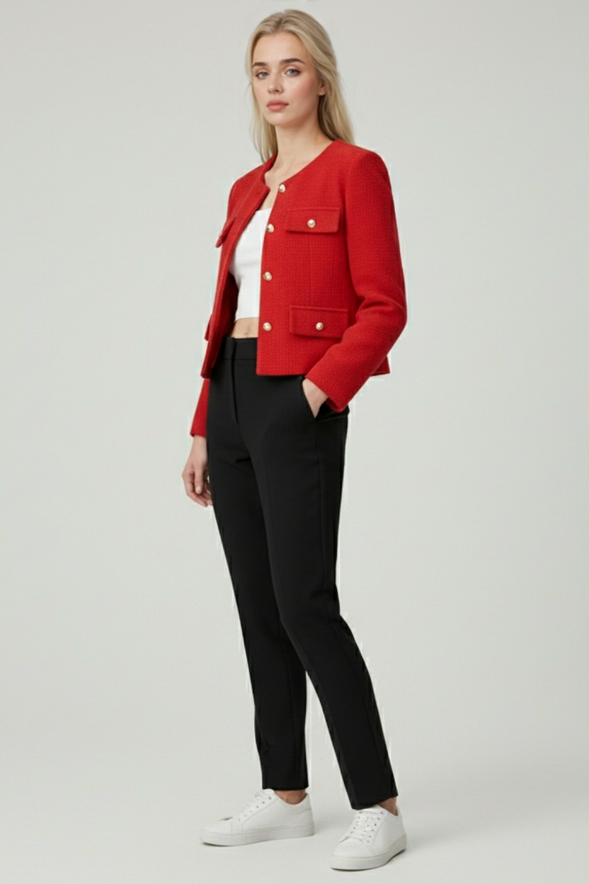 Victoria | Chic Red Short Jacket with Versatile Style - Lumina