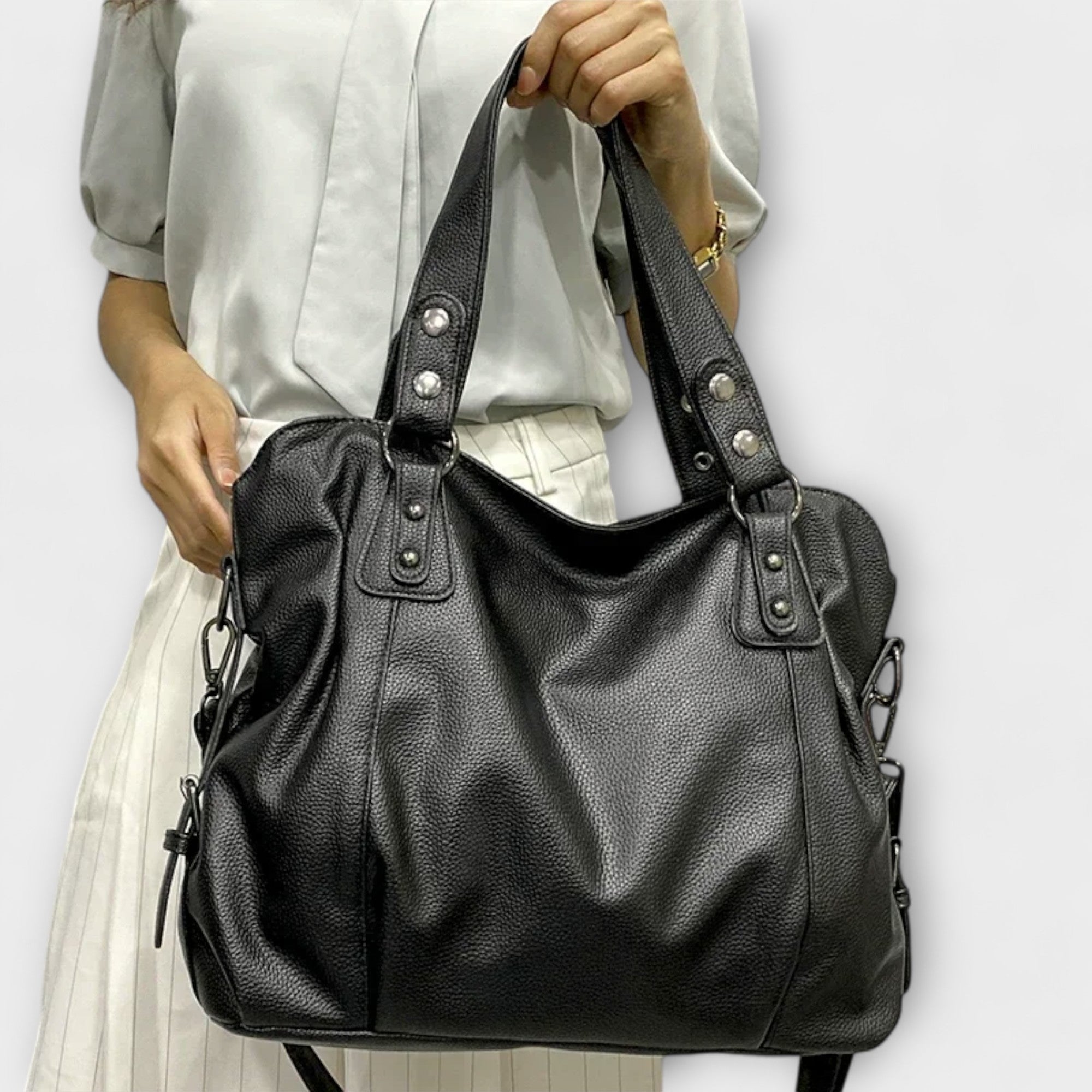 Victoria | Chic Structured Hobo Shoulder Bag with Dual Straps - Lumina