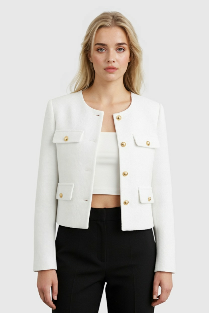 Victoria | Chic Tailored White Short Jacket with Versatile Style - Lumina
