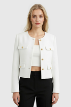 Victoria | Chic Tailored White Short Jacket with Versatile Style - Lumina