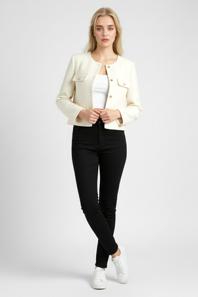 Victoria | Chic Tailored White Short Jacket with Versatile Style - Lumina
