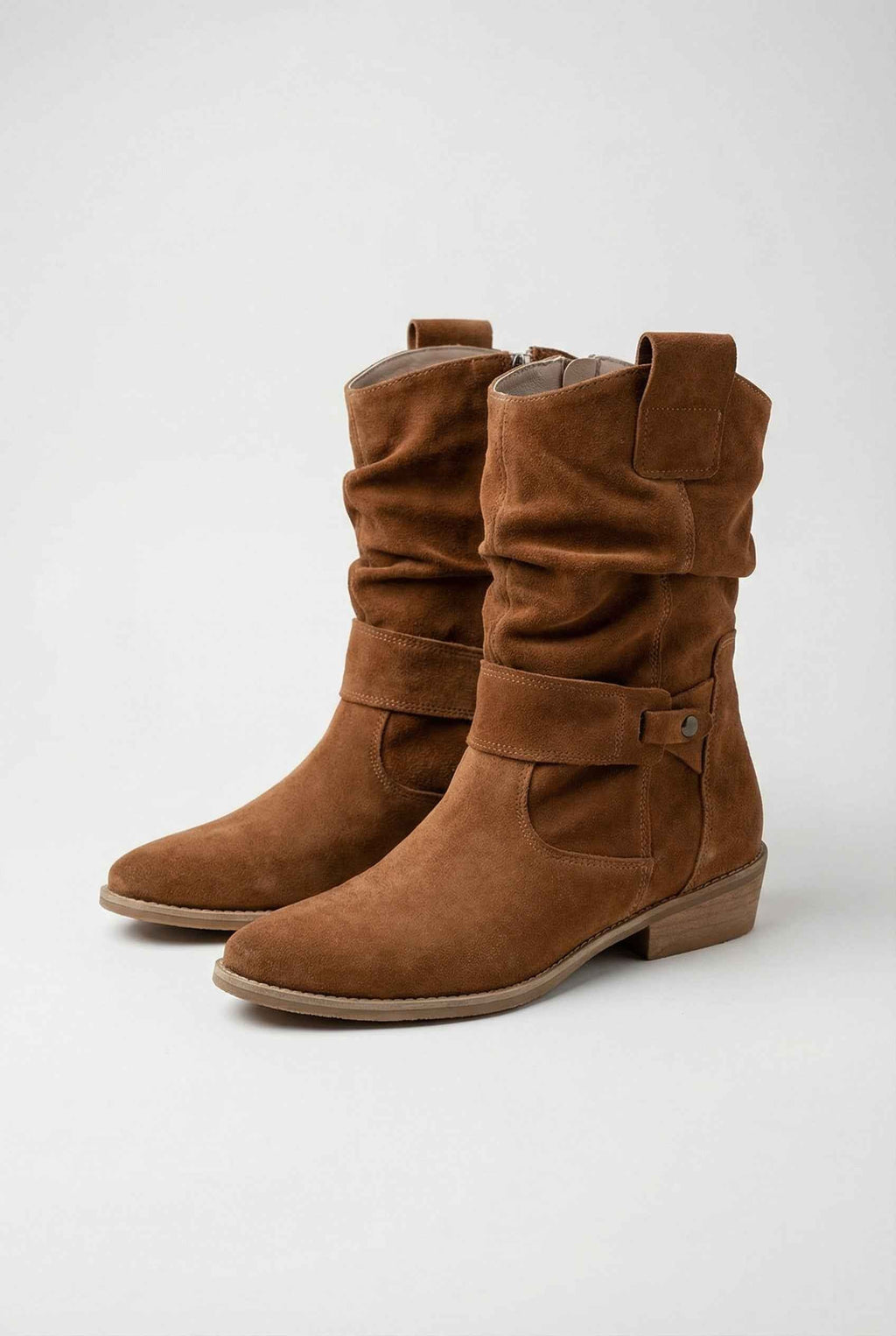 Victoria | Chic Tan Retro Suede Ankle Boots for Women with Sturdy Sole - Lumina