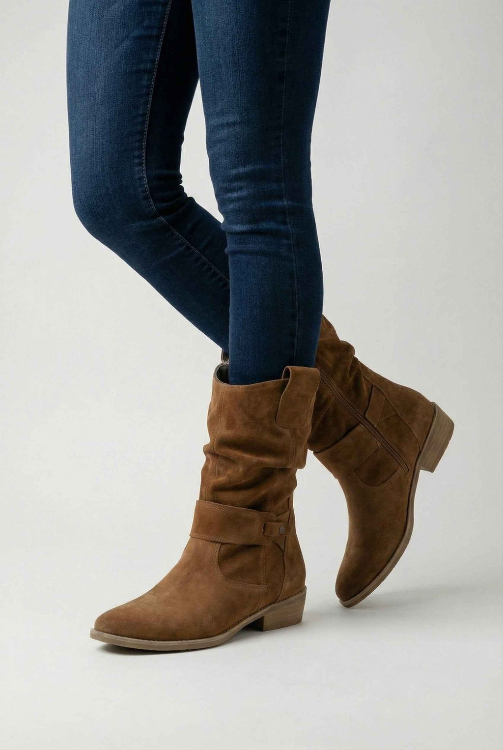 Victoria | Chic Tan Retro Suede Ankle Boots for Women with Sturdy Sole - Lumina