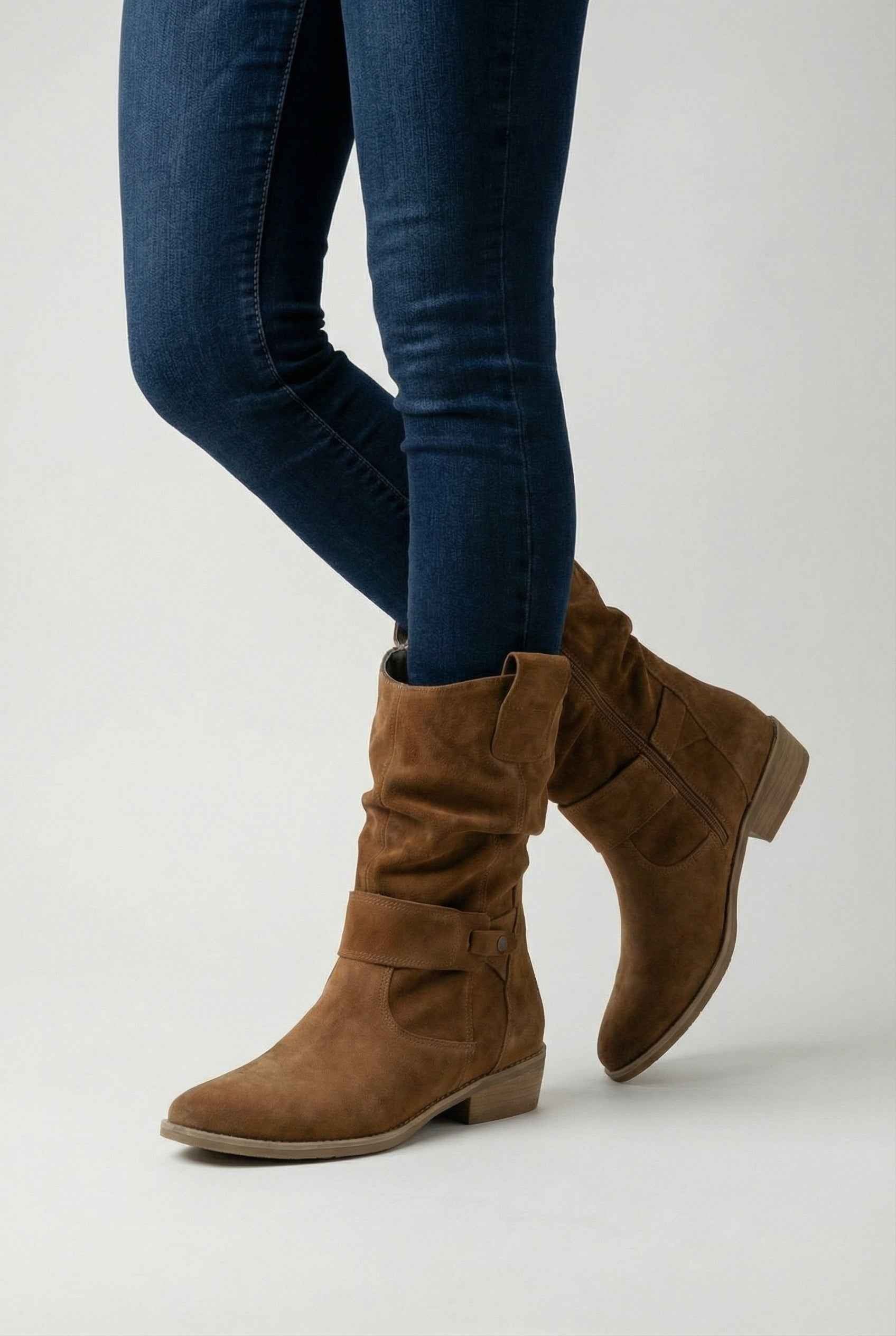 Victoria | Chic Tan Retro Suede Ankle Boots for Women with Sturdy Sole - Lumina