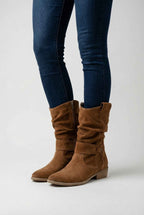 Victoria | Chic Tan Retro Suede Ankle Boots for Women with Sturdy Sole - Lumina
