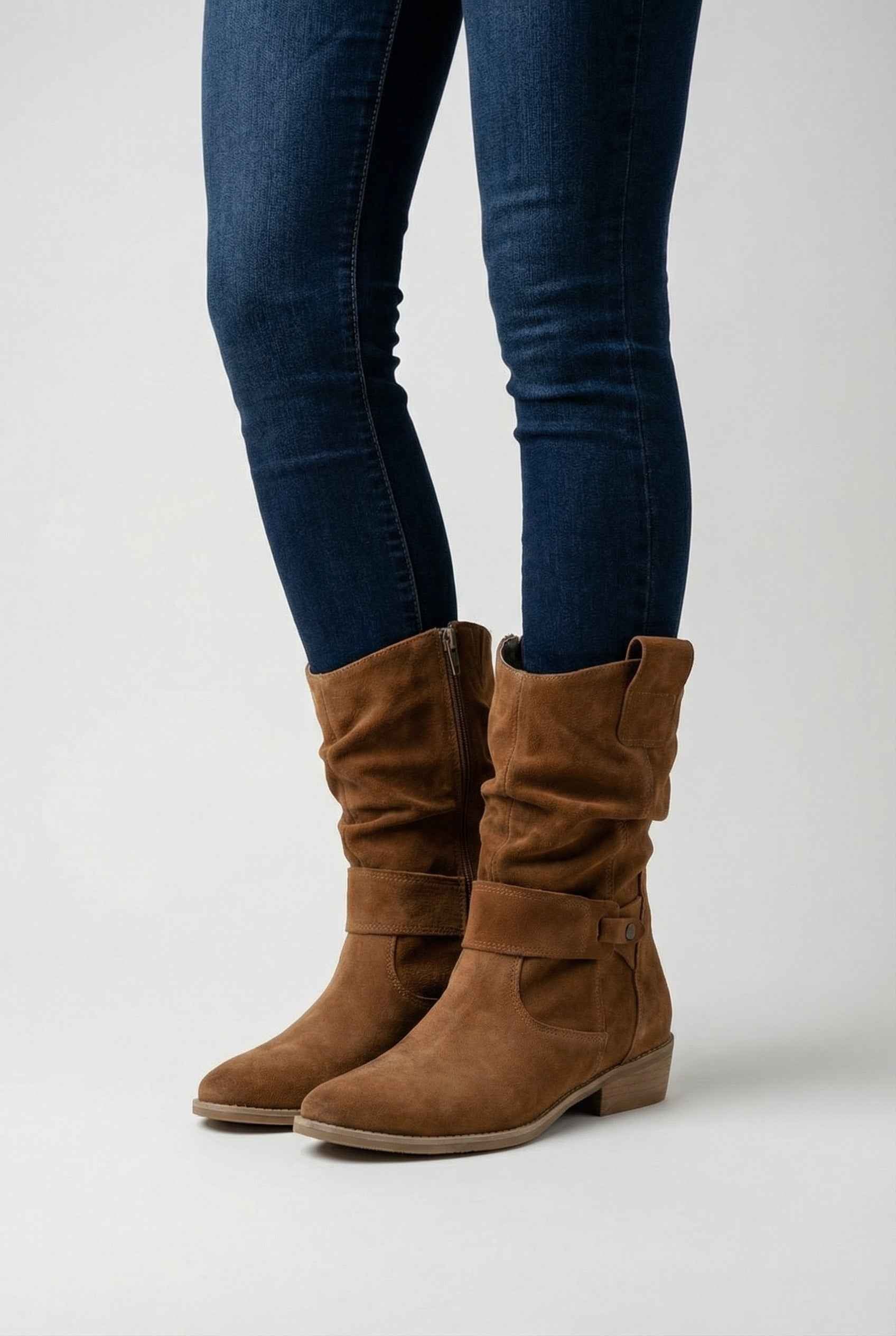 Victoria | Chic Tan Retro Suede Ankle Boots for Women with Sturdy Sole - Lumina