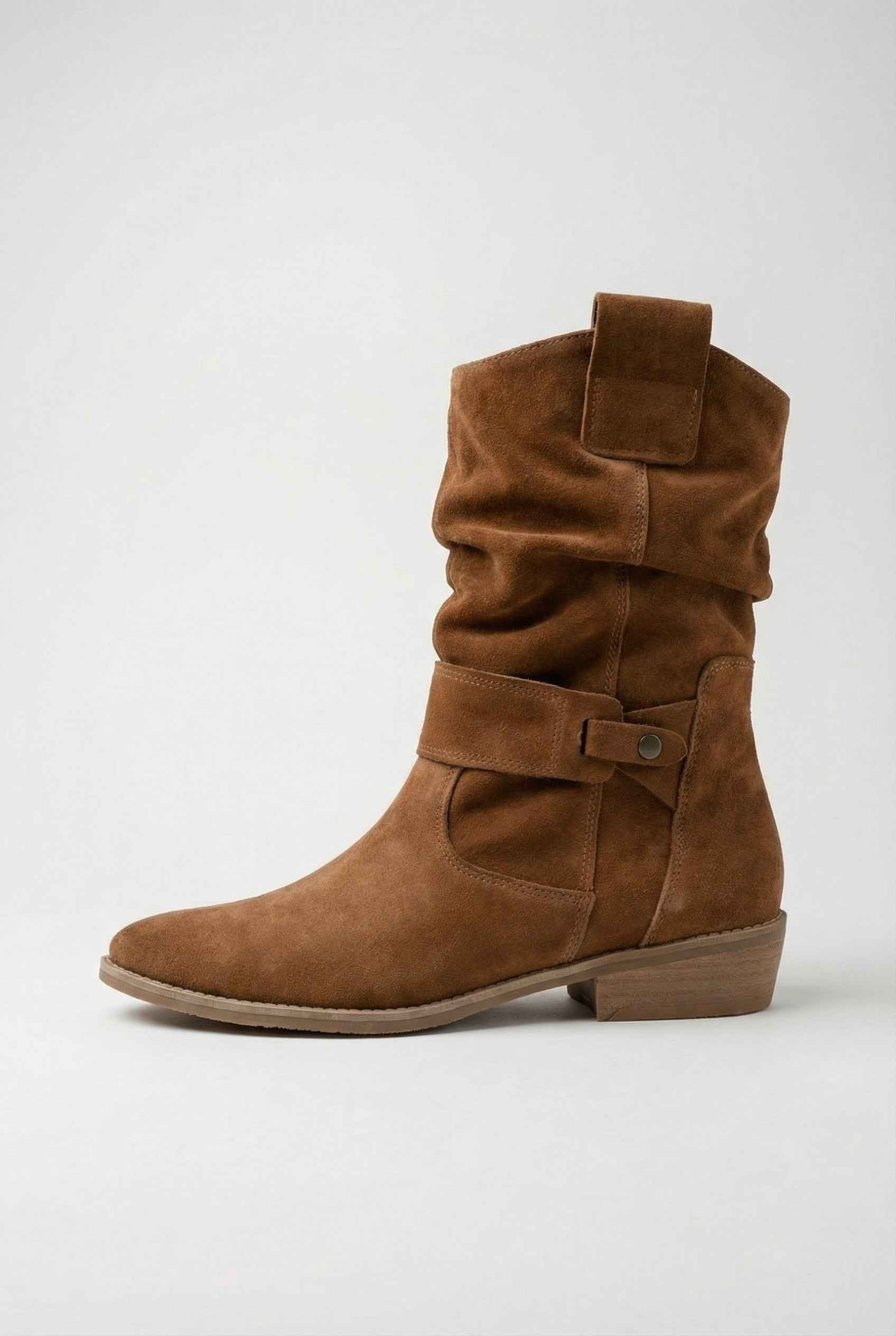 Victoria | Chic Tan Retro Suede Ankle Boots for Women with Sturdy Sole - Lumina