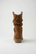 Victoria | Chic Tan Retro Suede Ankle Boots for Women with Sturdy Sole - Lumina