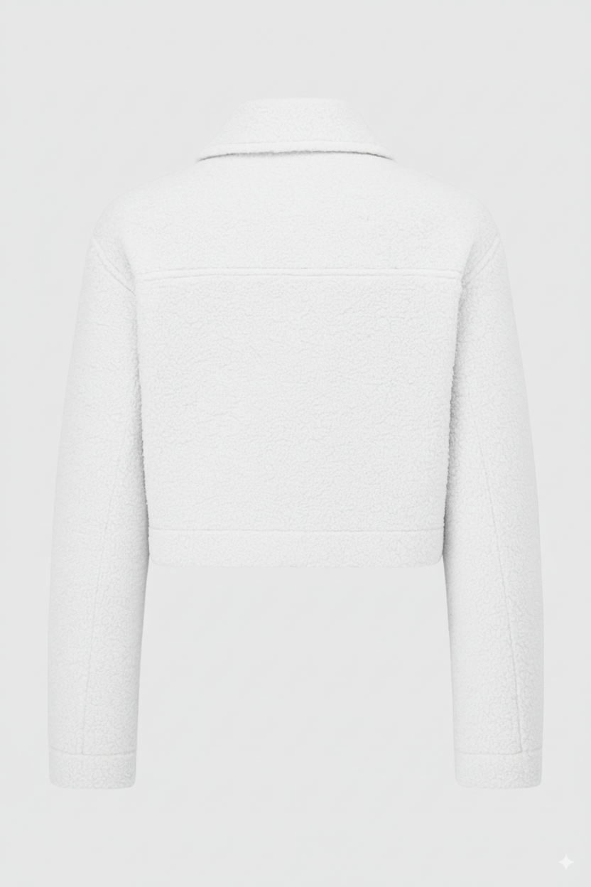 Victoria | Chic White Zip Jacket with Vintage Lapel - Lumina