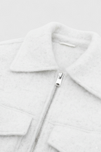 Victoria | Chic White Zip Jacket with Vintage Lapel - Lumina