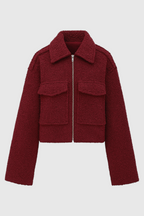 Victoria | Chic White Zip-Up Jacket with Vintage Lapel - Lumina