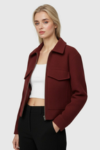 Victoria | Chic White Zip-Up Jacket with Vintage Lapel - Lumina