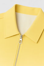 Victoria | Chic Yellow Casual Bomber Jacket with Zipper - Lumina