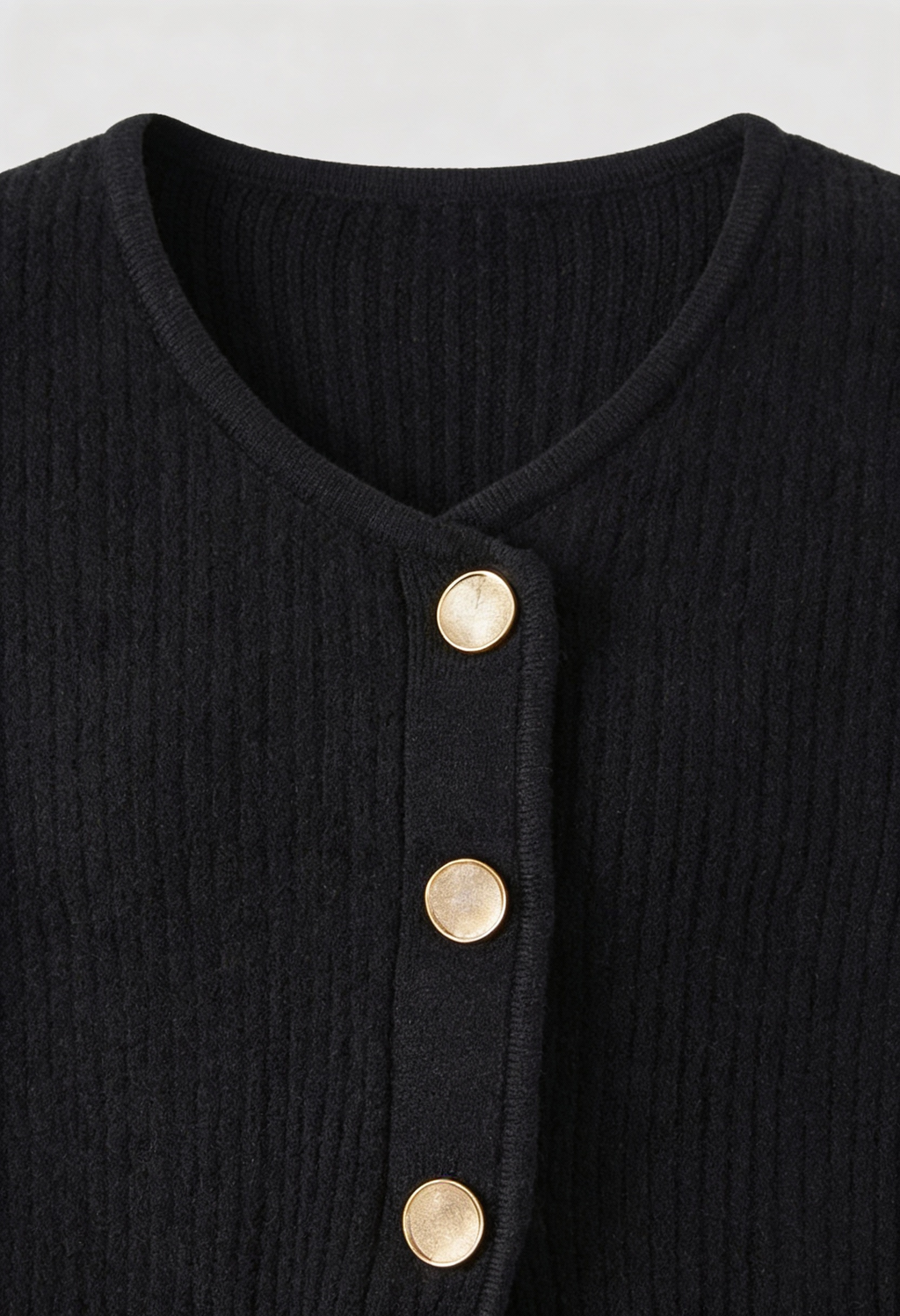 Victoria | Cozy Black Knit Cardigan with Ribbed Details - Lumina