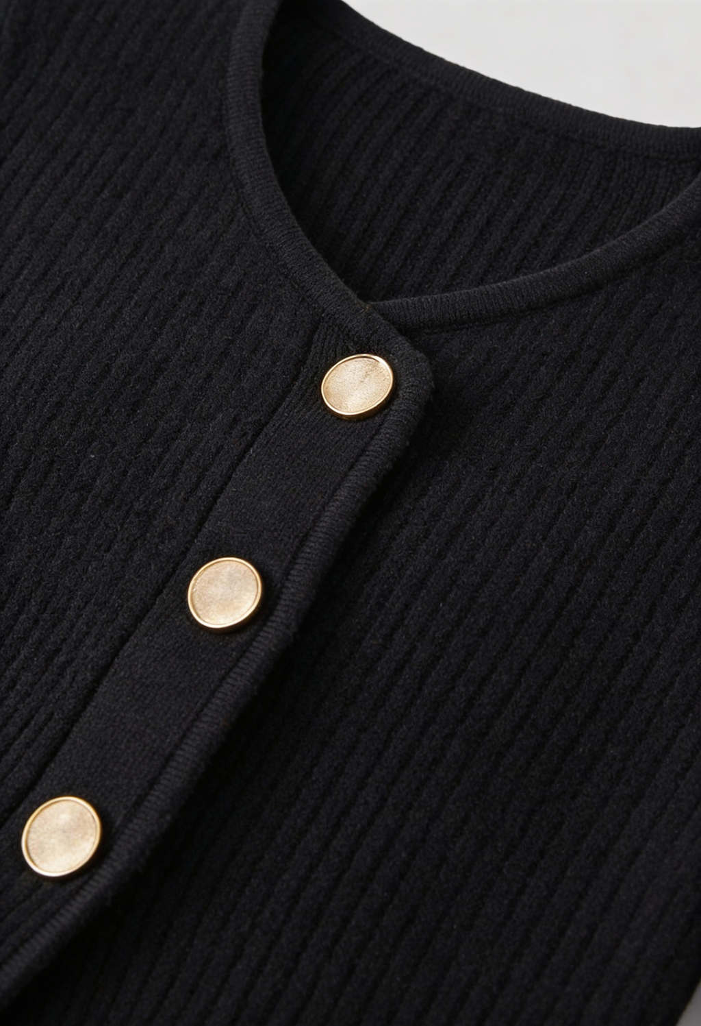 Victoria | Cozy Black Knit Cardigan with Ribbed Details - Lumina