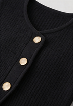 Victoria | Cozy Black Knit Cardigan with Ribbed Details - Lumina