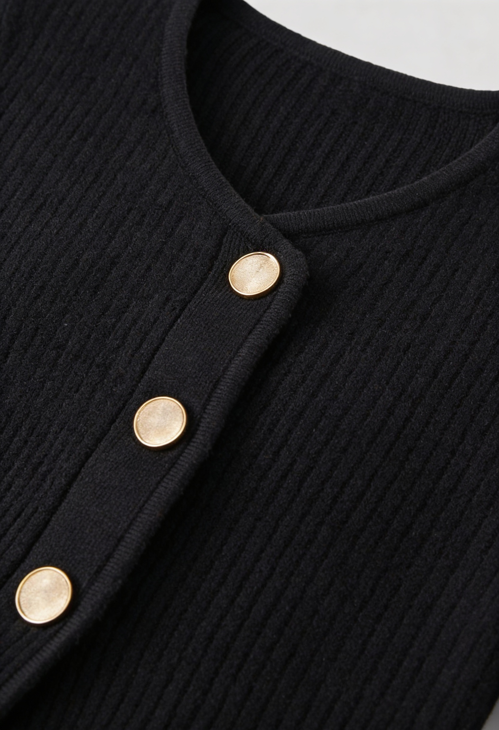 Victoria | Cozy Black Knit Cardigan with Ribbed Details - Lumina
