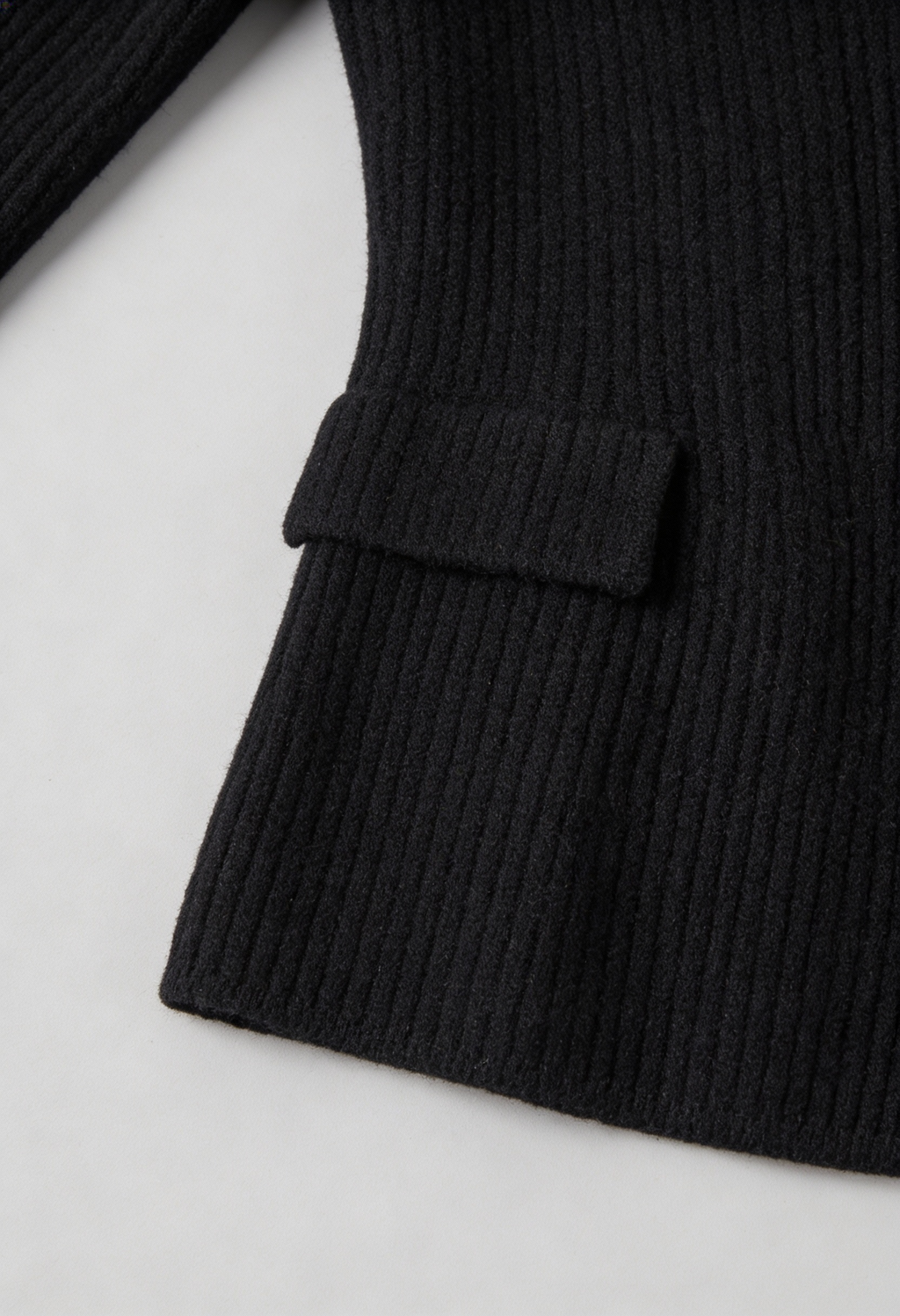 Victoria | Cozy Black Knit Cardigan with Ribbed Details - Lumina