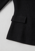 Victoria | Cozy Black Knit Cardigan with Ribbed Details - Lumina