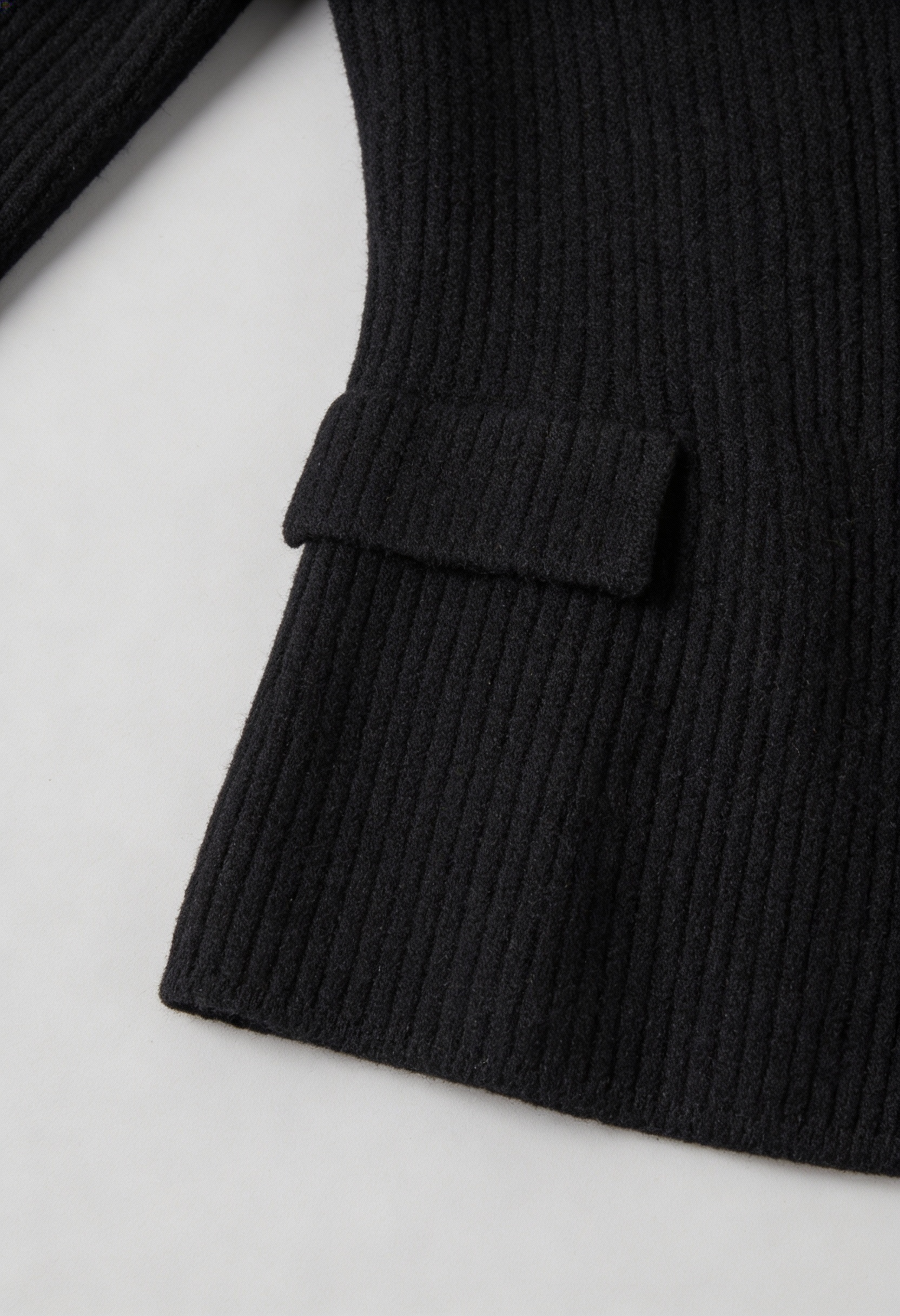 Victoria | Cozy Black Knit Cardigan with Ribbed Details - Lumina