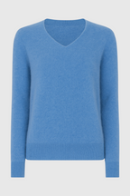 Victoria | Cozy Blue V-Neck Women's Sweater with Flattering Fit - Lumina
