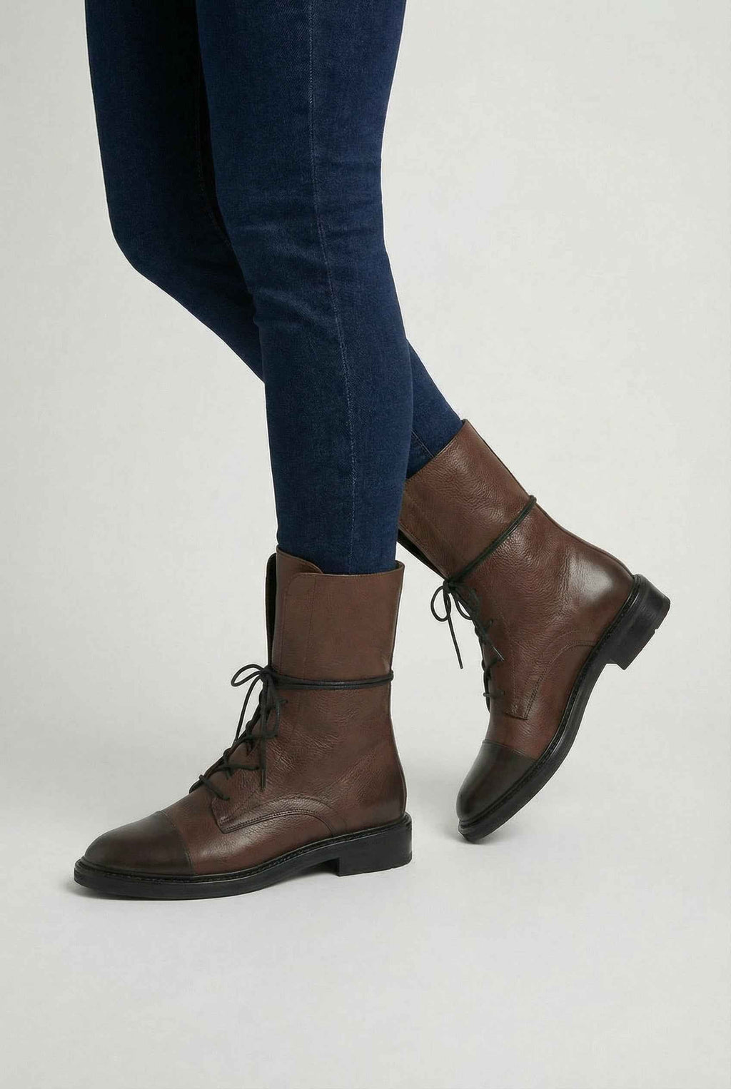 Victoria | Cozy Brown Lace Up Ankle Boots with Chic Detailing - Lumina