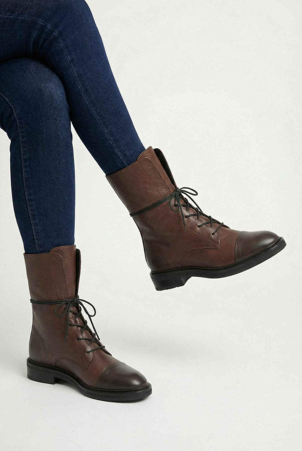 Victoria | Cozy Brown Lace Up Ankle Boots with Chic Detailing - Lumina