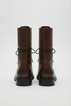 Victoria | Cozy Brown Lace Up Ankle Boots with Chic Detailing - Lumina