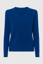 Victoria | Cozy Dark Blue V-Neck Sweater with Flattering Fit - Lumina
