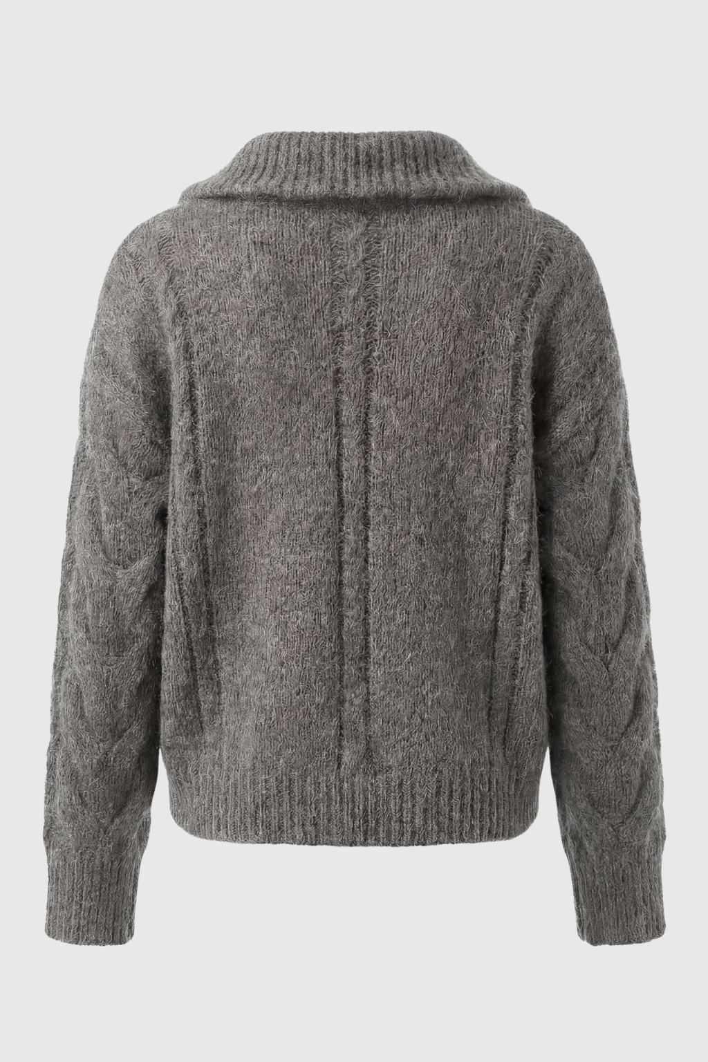 Victoria | Cozy Gray Cardigan Sweater with Zipper Detail - Lumina