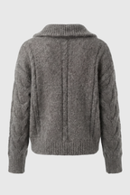 Victoria | Cozy Gray Cardigan Sweater with Zipper Detail - Lumina
