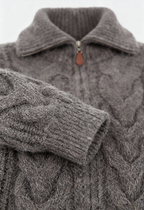 Victoria | Cozy Gray Cardigan Sweater with Zipper Detail - Lumina