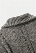 Victoria | Cozy Gray Cardigan Sweater with Zipper Detail - Lumina