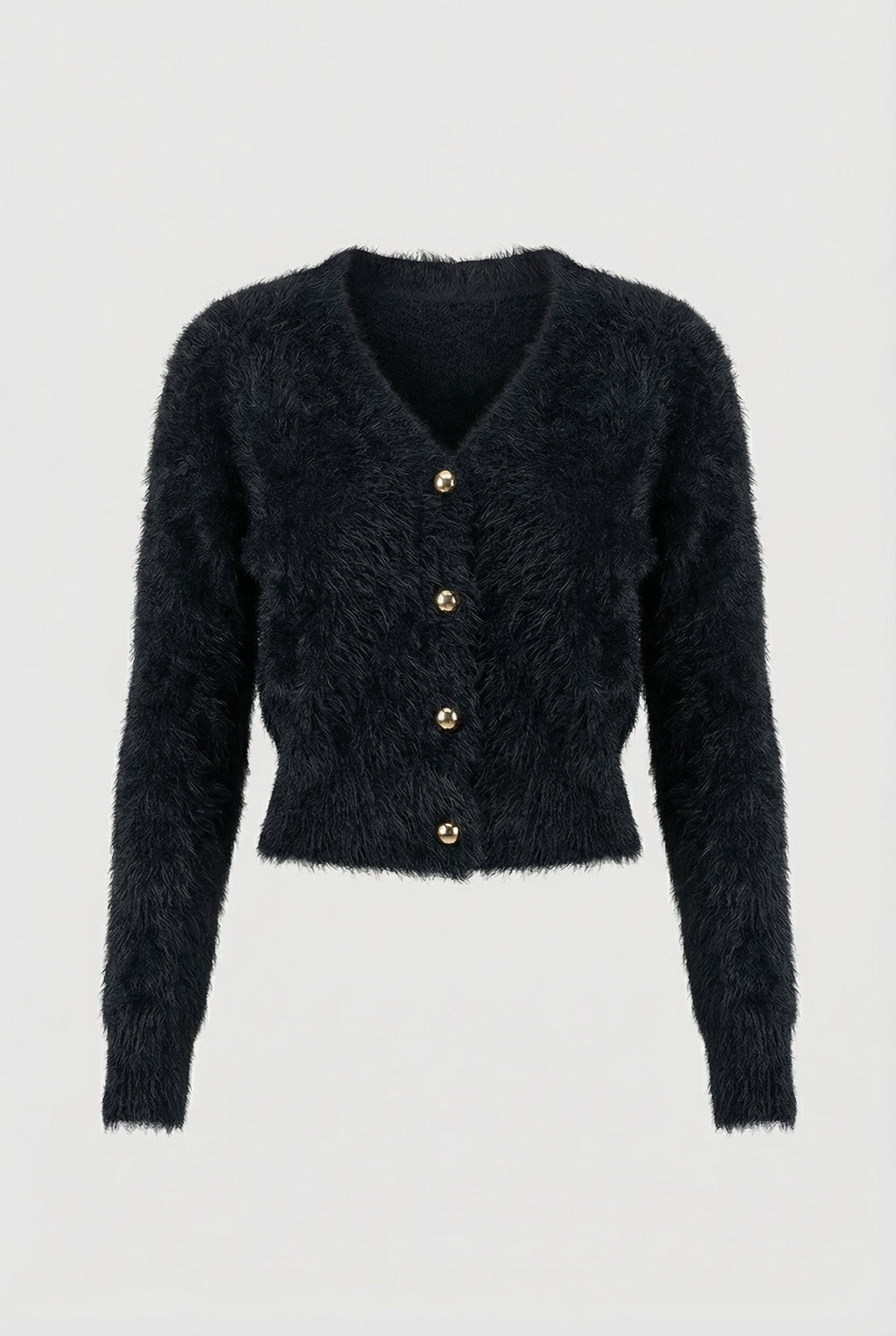 Victoria | Cozy Long Black Cardigan Sweater with Open Front Design - Lumina