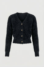 Victoria | Cozy Long Black Cardigan Sweater with Open Front Design - Lumina